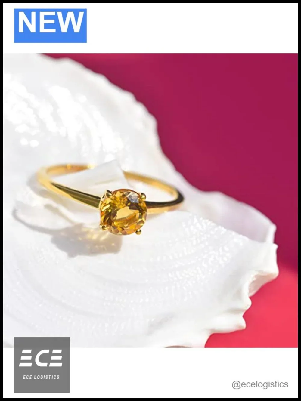 10K Yellow Gold Citrine Solitaire Ring Size 9 Handmade